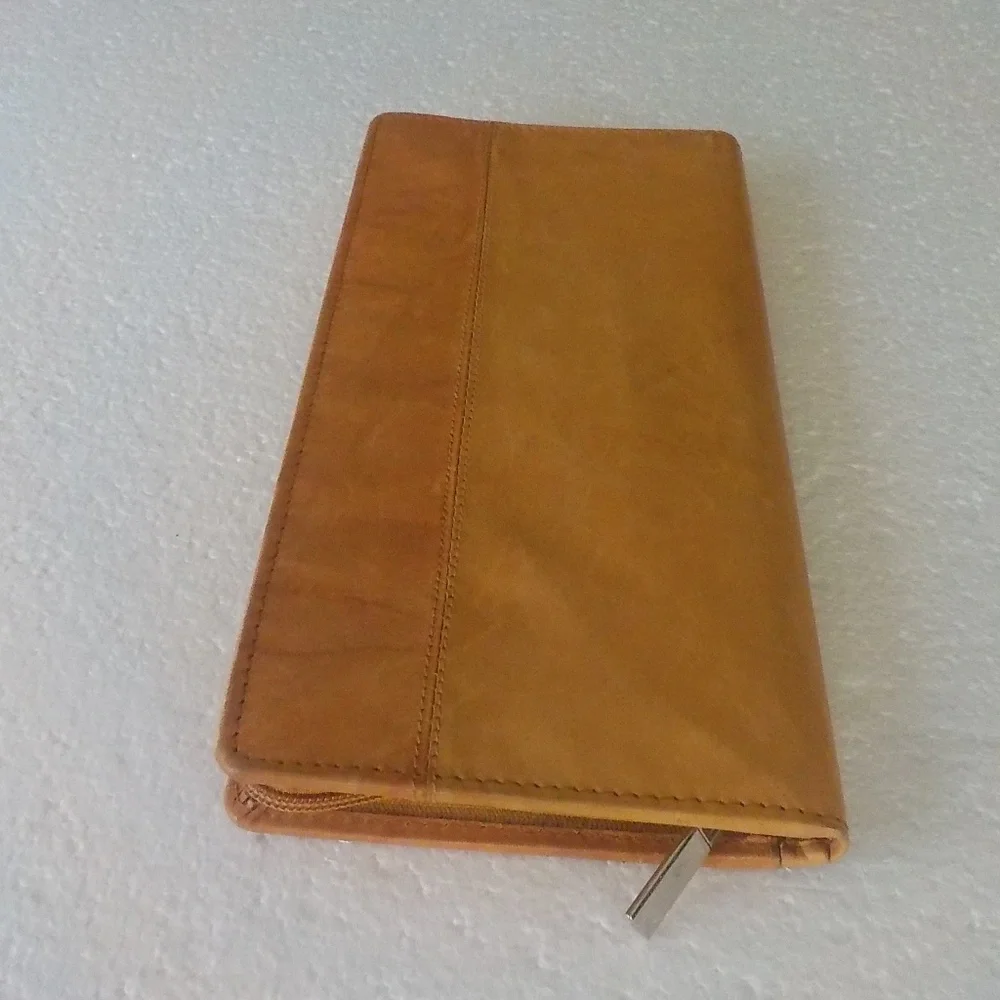 Leather RFID Blocking Travel Wallet - Tan